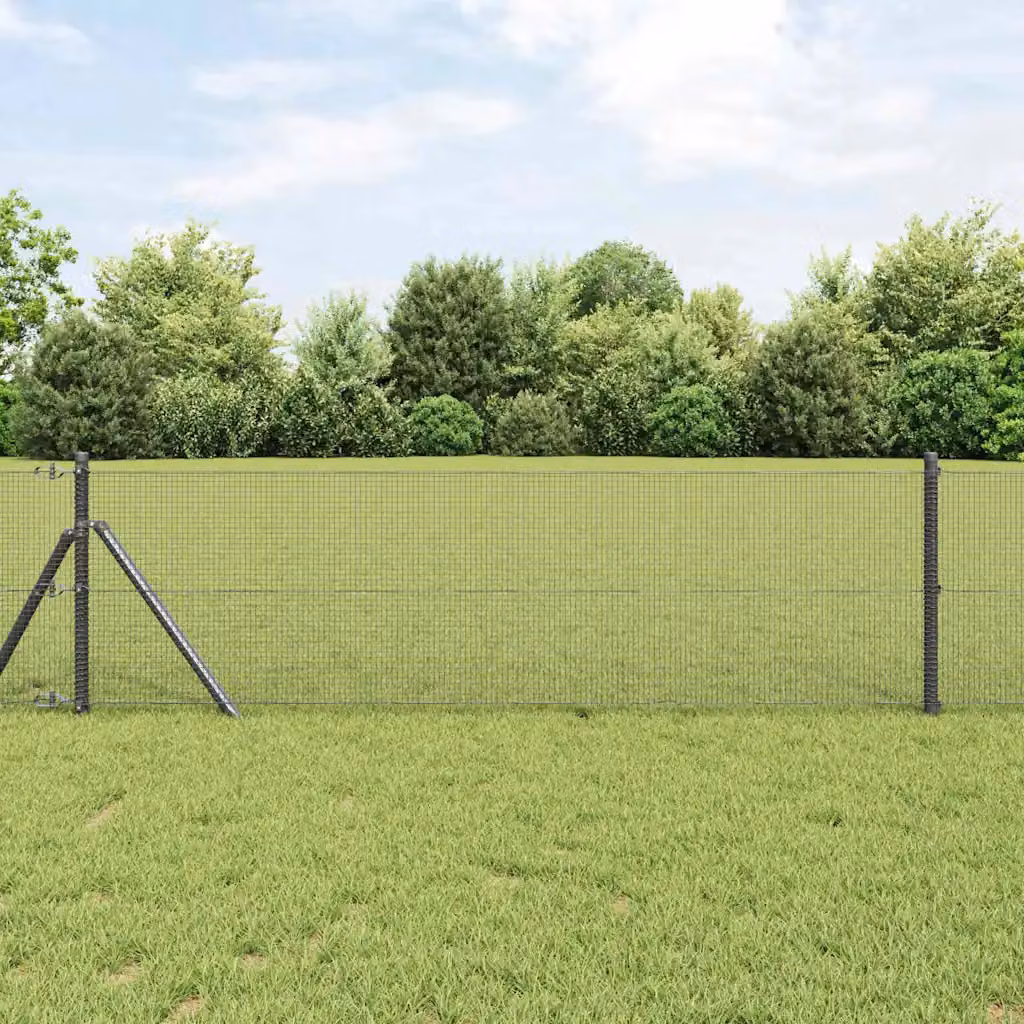 Recinzione a rete saldata vidaXL in acciaio e PVC Grigio da fissare a terra 50 x 0,4 m – 1