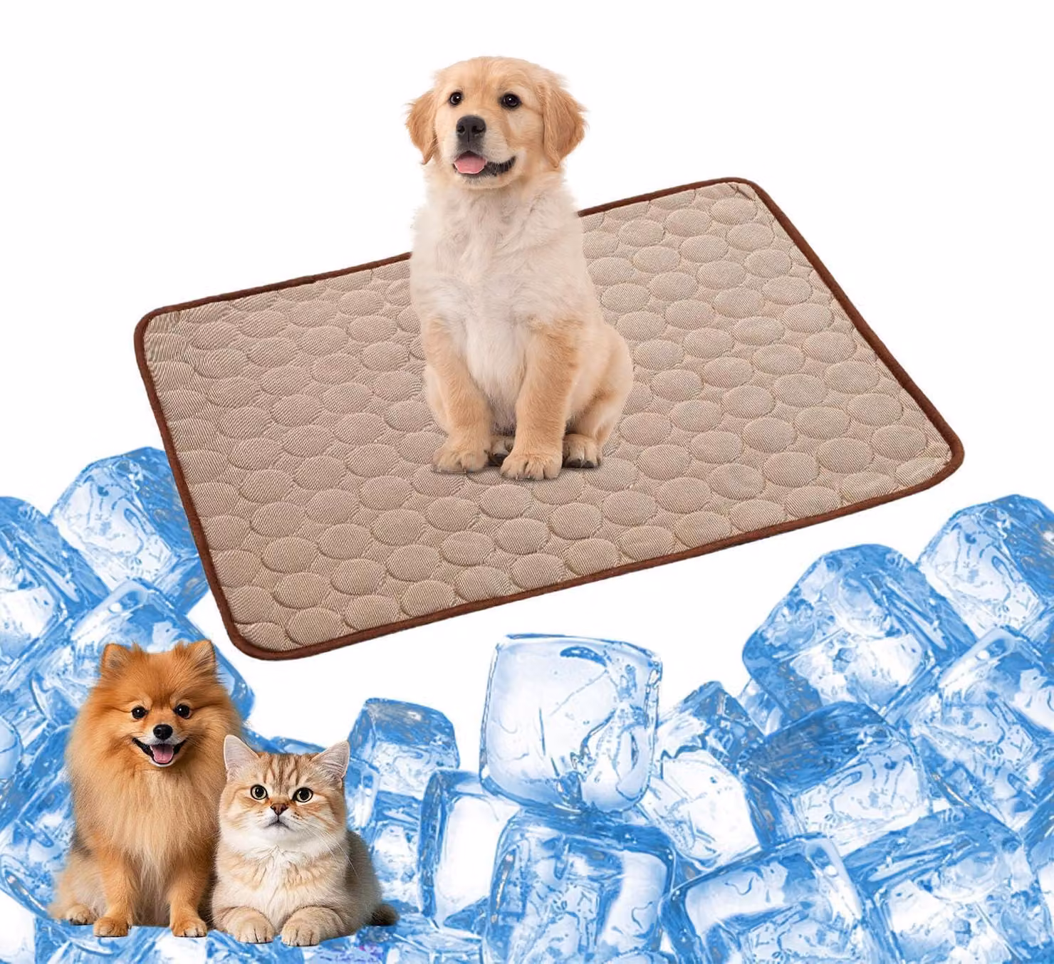 Tappetino refrigerante per cani e gatti, autorigenerante, colore marrone, 50x40 cm