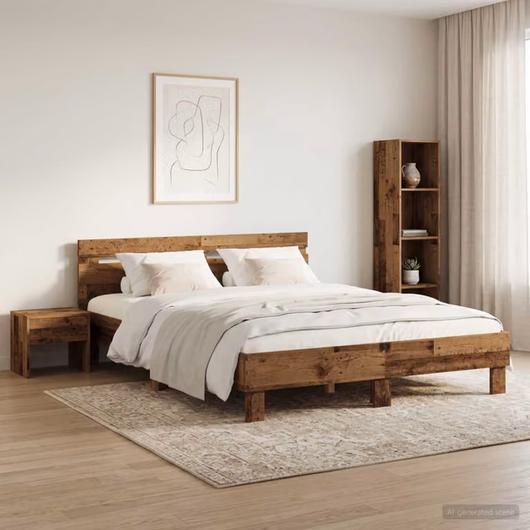 Struttura del letto moderna vidaXL in legno color marrone L: 140 cm, P: 193 cm, H: 70 cm