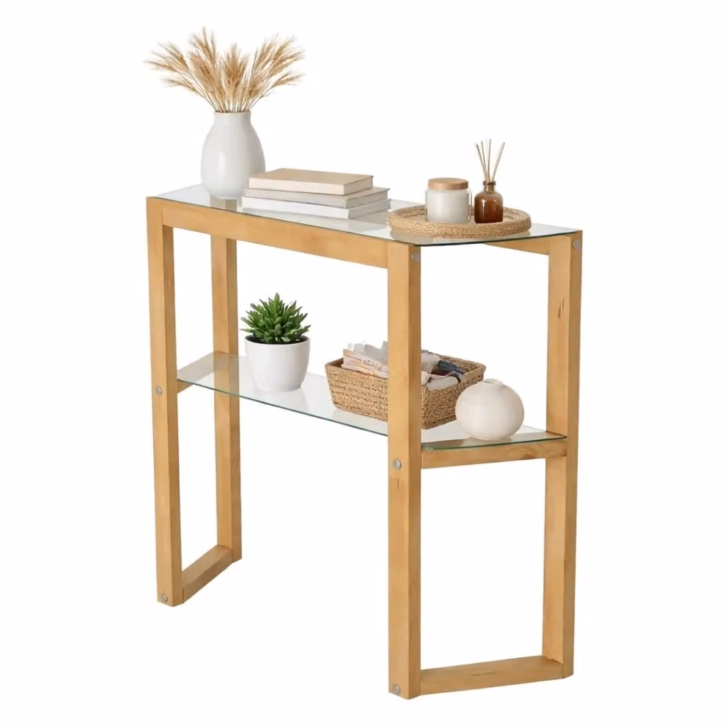 Consolle Barga DMORA in legno color quercia, tavolo multiuso e scrivania da corridoio, L: 85 cm, P: 31 cm, H: 85 cm – 2