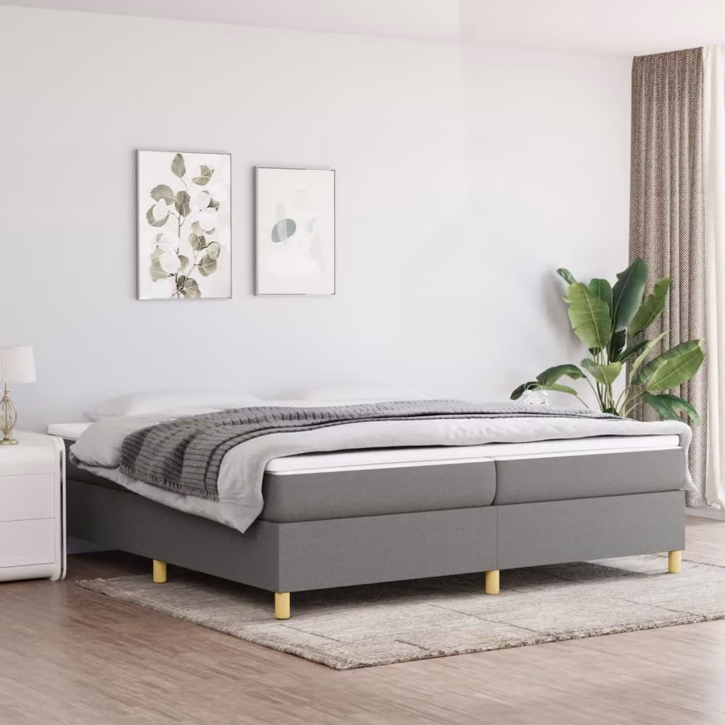 Maison Exclusive - Giroletto a Molle con Materasso Grigio Scuro 200x200 cm Tessuto