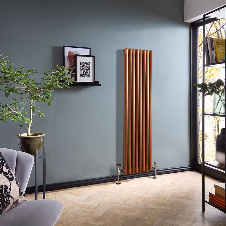 Radiatore Tradizionale Verticale a Doppia Colonna - Rame Metallizzato - 1500mm x 380mm - Regent by Hudson Reed