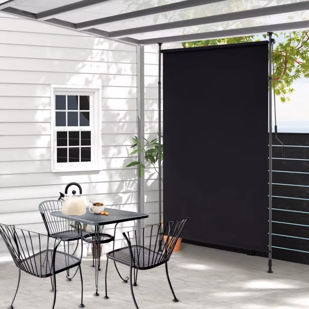 Tenda parasole verticale retrattile DESIGN IN per patio in poliestere nero con manovra a manovella, L: 150 cm, H: 310 cm – 2