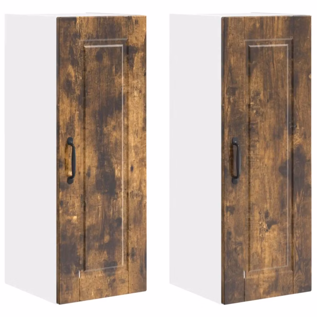 Set di 2 pensili da cucina vidaXL in legno rovere marrone con ante a battente, L/P/H: 30 x 31 x 80 cm – 2