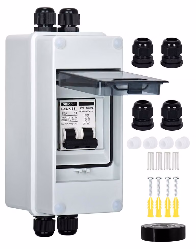 Interruttore automatico fotovoltaico, interruttore di separazione DC, grado di protezione IP65, interruttore di corrente per impianti solari, 500 V, 10-63 A