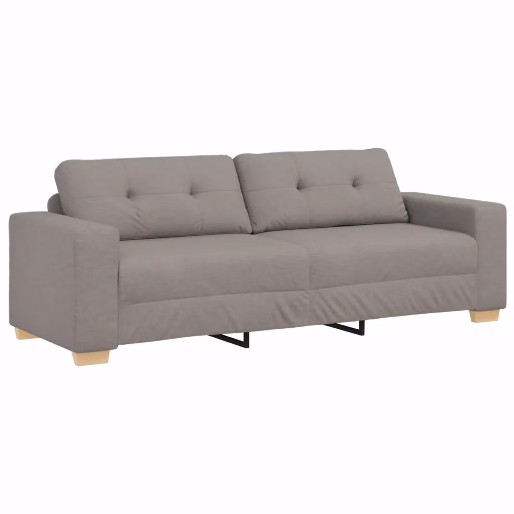 Divano a 3 posti vidaXL in tessuto beige o grigio per il tuo soggiorno con cuscini inclusi L: 221 cm, P: 80 cm, H: 78 cm – 2