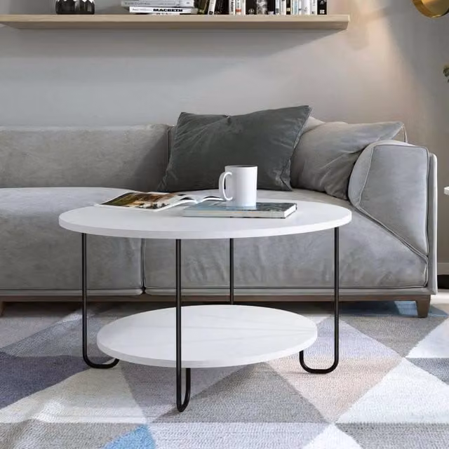 Tavolino da salotto rotondo DMORA Bianco L: 80 cm, P: 80 cm, H: 45 cm – 1