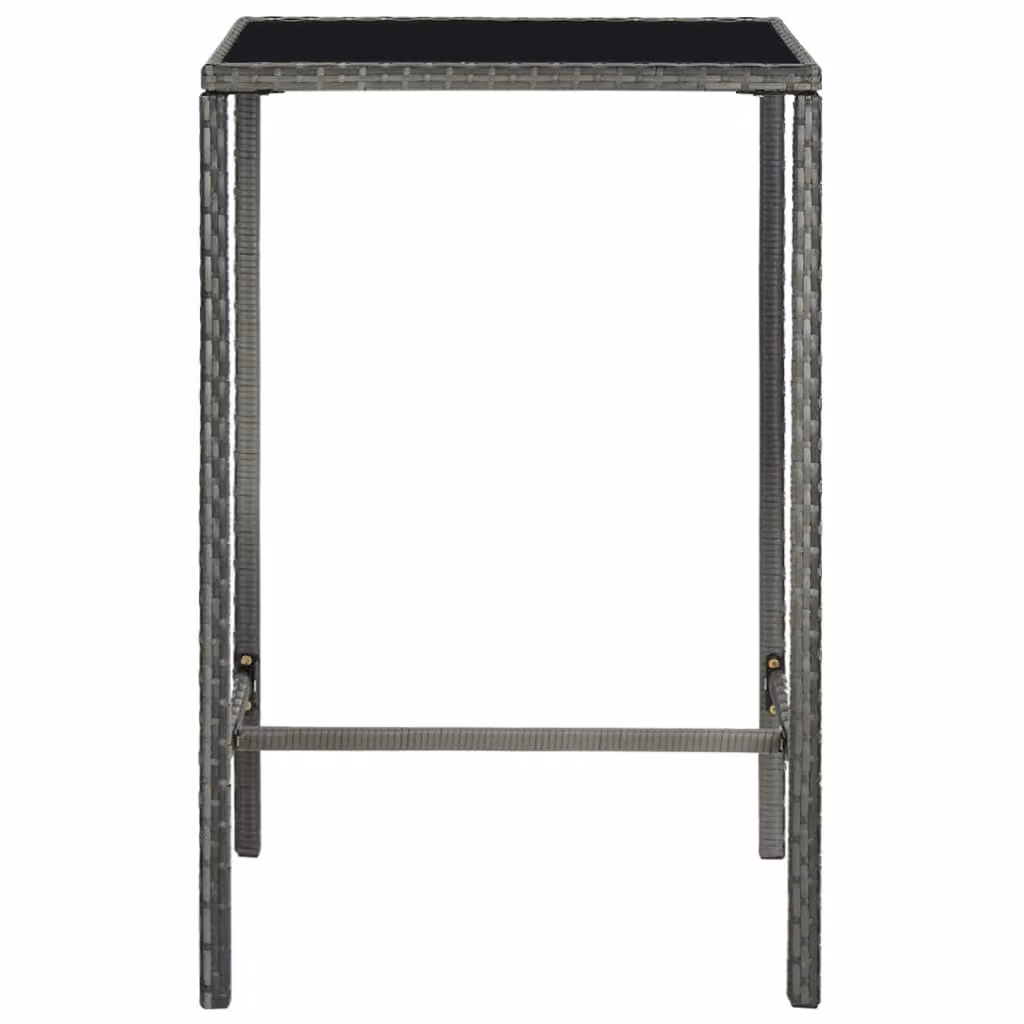 Tavolo da Bar da Giardino Grigio 70x70x110 cm Polyrattan Vetro
