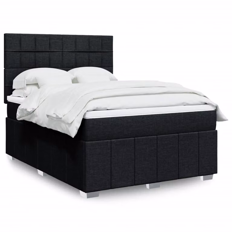 vidaXL Letto Ibrido con Materasso a Molle e Schiuma Nero e Bianco L/P: 140 x 190 cm