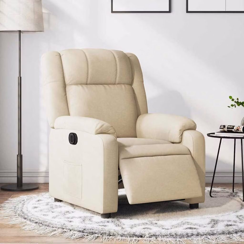 vidaXL Poltrona Elettrica Reclinabile in Tessuto Beige con Braccioli