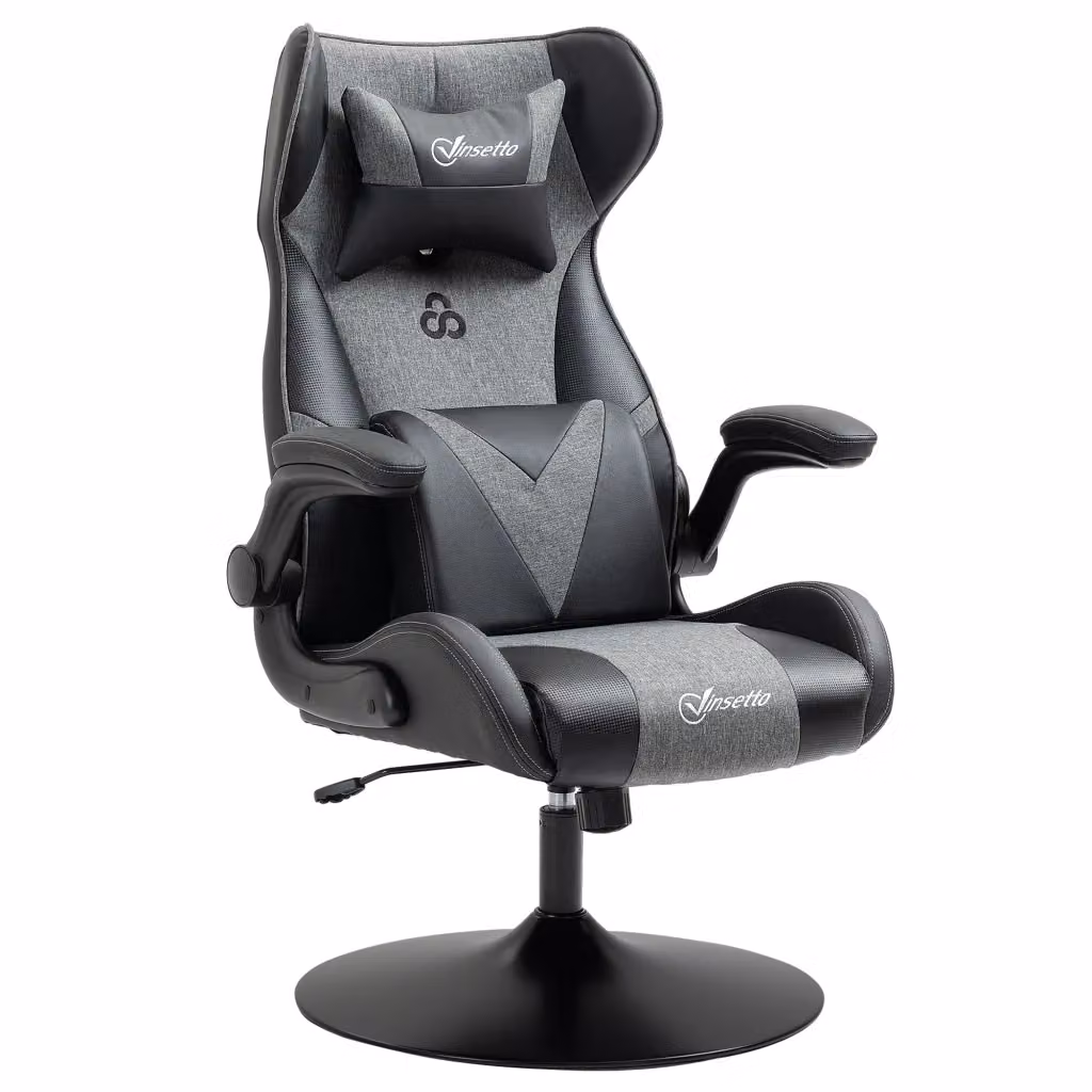 Sedia da gaming ergonomica Minimal grigio nero in similpelle con altezza regolabile e rotazione a 360 gradi H: 118 x L: 73 x P: 60 cm – 2