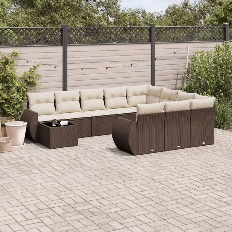 Maison Exclusive - Set Divani da Giardino 11 pz con Cuscini Polyrattan Marrone