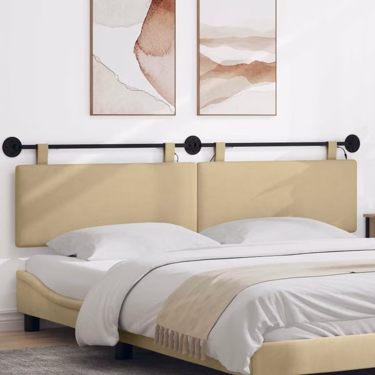 Testiera sospesa vidaXL in tessuto corda con illuminazione integrata, Grigio Verde Chiaro