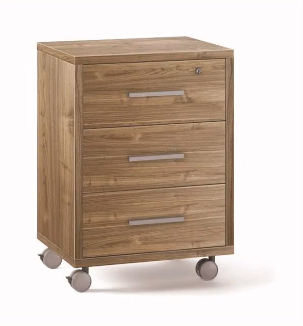 Mobile 3 Cassetti Su Ruote Noce Stelvio cm 51x41x71h - Sarmog