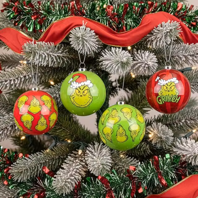Pallina natalizia rotonda Virca con decori Grinch e animali multicolore