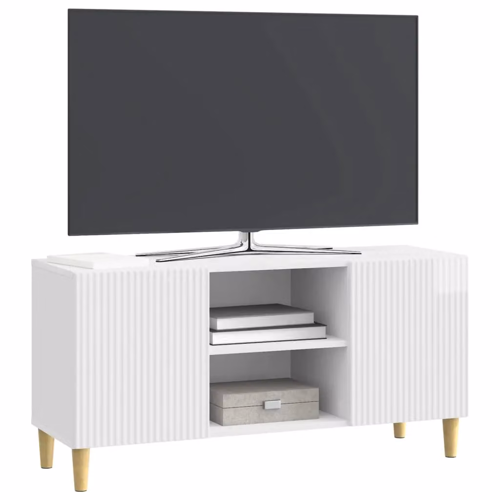 Mobile TV-Credenza Moderno Design In Bianco Lucido in MDF L: 102 cm, P: 34,5 cm, H: 50 cm – 2