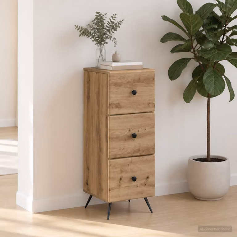 Mobile con cassetti e serratura vidaXL in legno e metallo marrone L/P/H: 33 x 34,5 x 90 cm