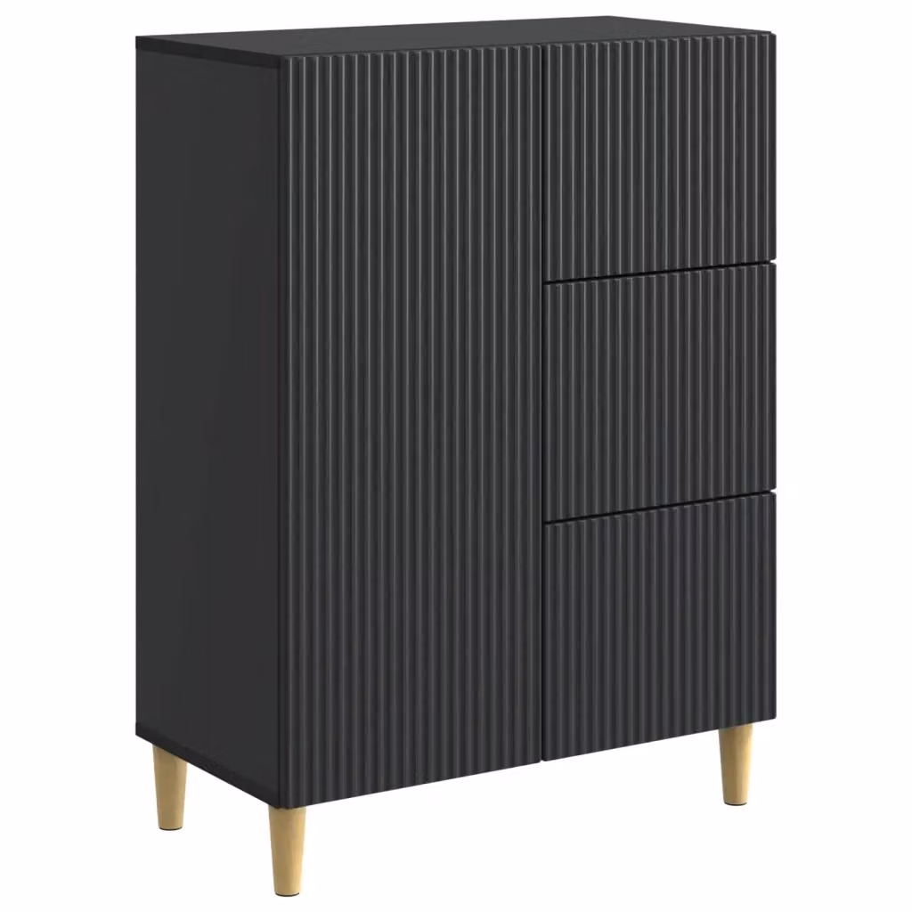 Credenza moderna vidaXL in legno MDF nero L: 66 cm, P: 34,5 cm, H: 90 cm – 2