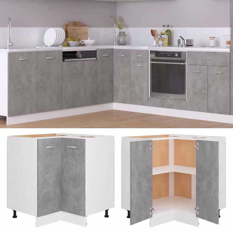 Mobile angolare Lyon vidaXL Grigio Cemento L/P: 75,5 x 75,5 cm, H: 81,5 cm