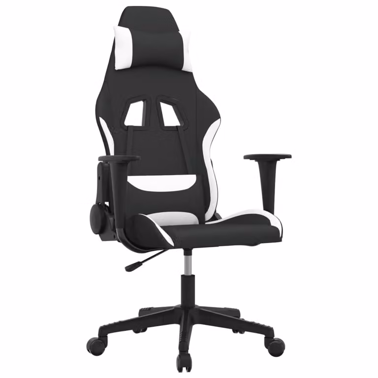 Sedia da Gaming Nero e Bianco in Tessuto