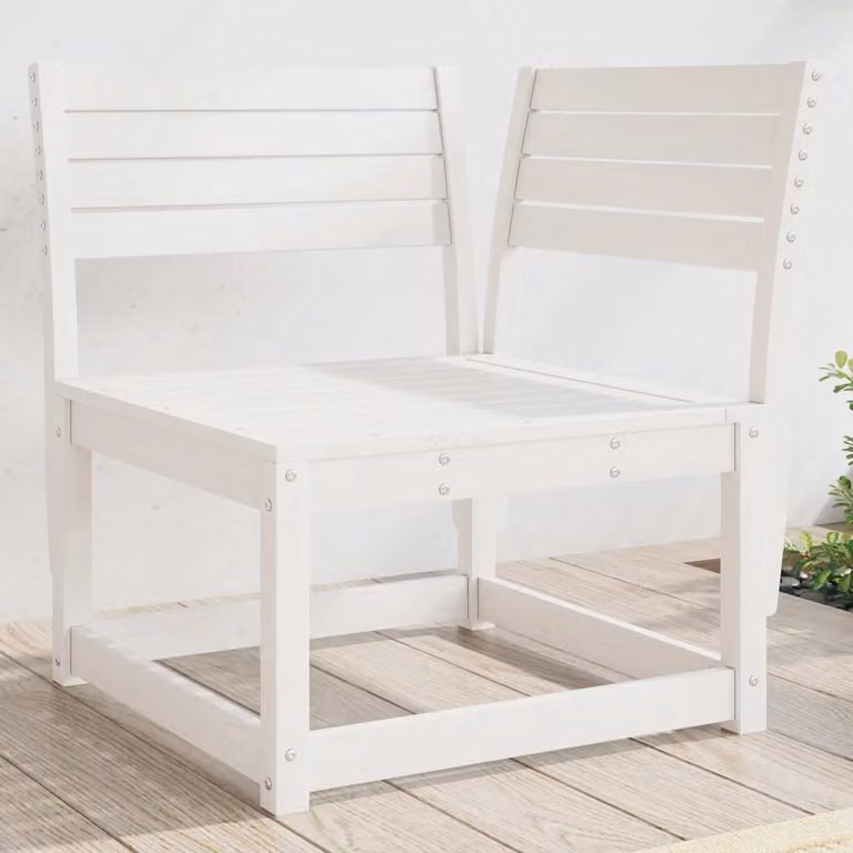 Divano Angolare da Giardino vidaXL in Legno di Pino Massello Bianco L/P/H: 73 x 73 x 78 cm