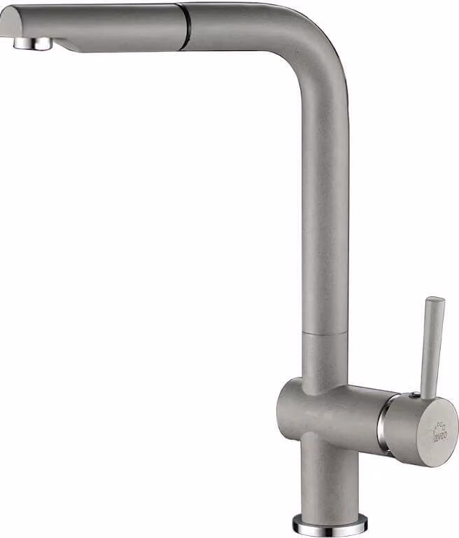 Rubinetto da cucina grigio LUNA BLZ_969D con bocca estraibile e mobile, facile montaggio, testa in Vetroceramica, riduce il consumo d'acqua