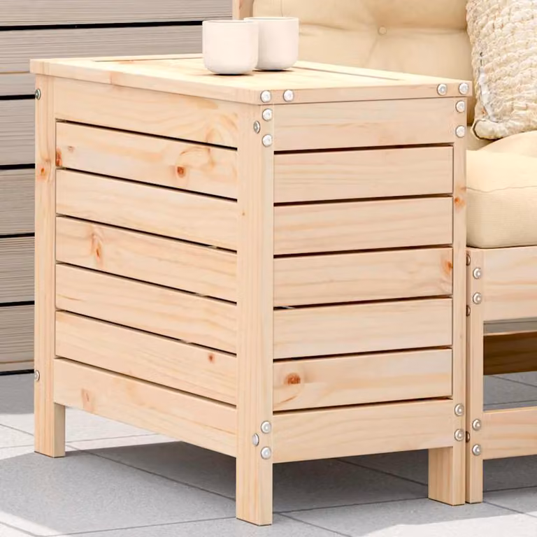 vidaXL Poggiapiedi da Giardino in Legno di Pino Massello, Colore Marrone e Beige, L 62 x P 31,5 x H 52 cm