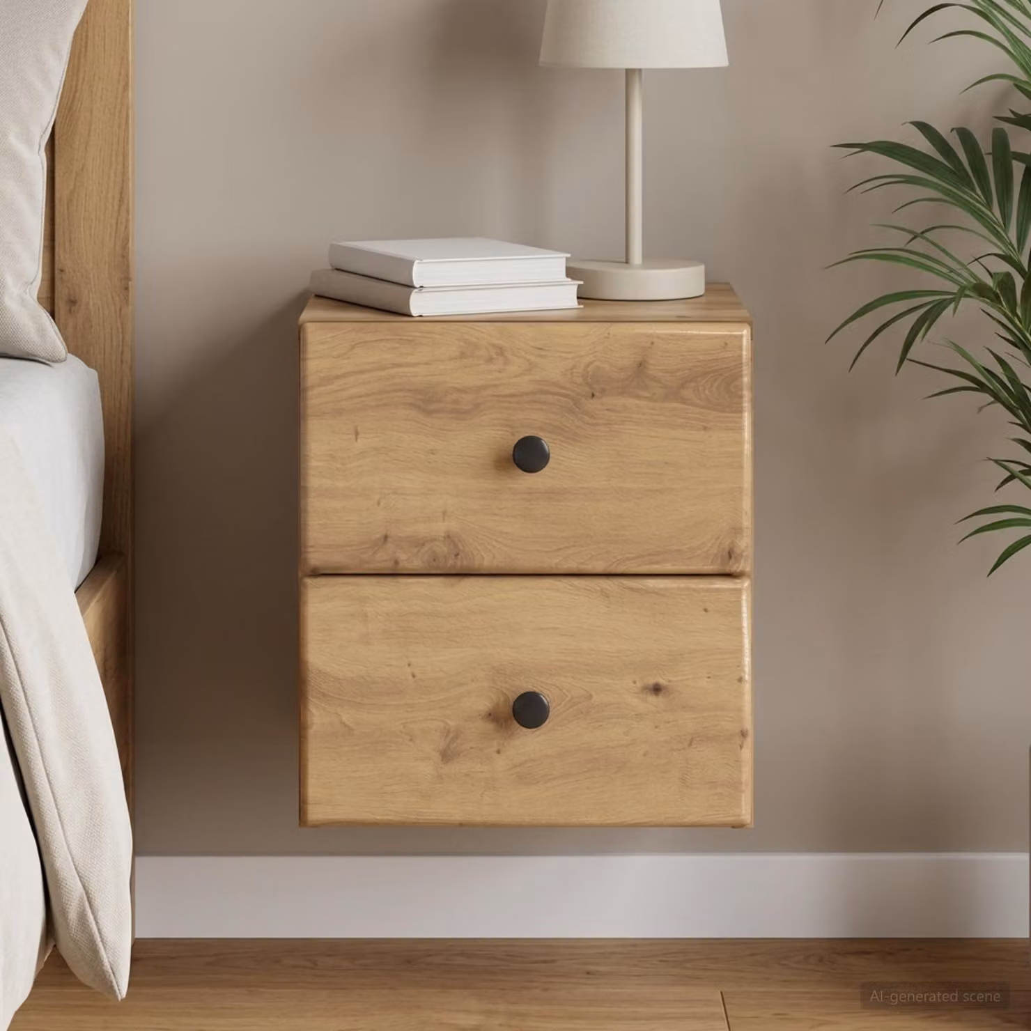 vidaXL Mobiletto da notte sospeso in legno Rovere Marrone L: 34,5 cm, P: 33 cm, H: 40 cm