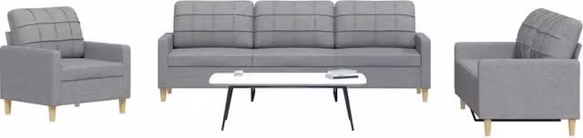 Set di Divani 3 pz Grigio Chiaro in Tessuto 3278287