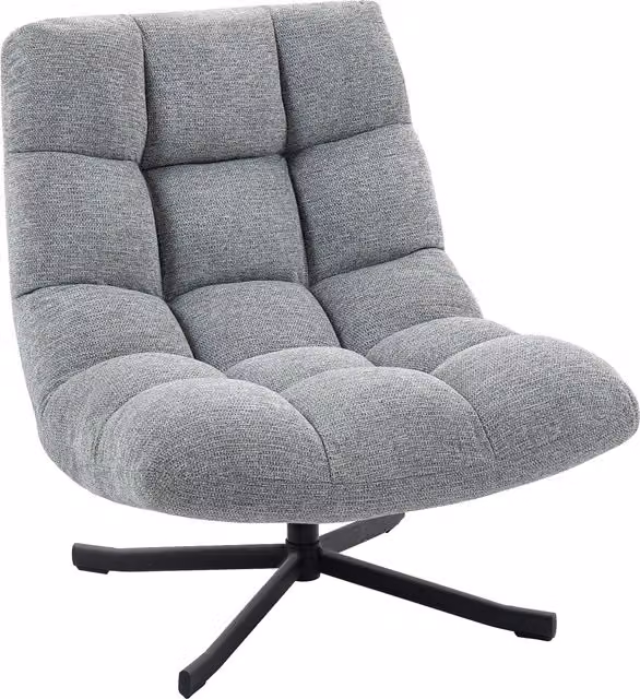 Poltrona girevole HOMCOM da salotto in tessuto di ciniglia impermeabile, seduta ampia, Grigio, L 75 x P 95 x H 90 cm