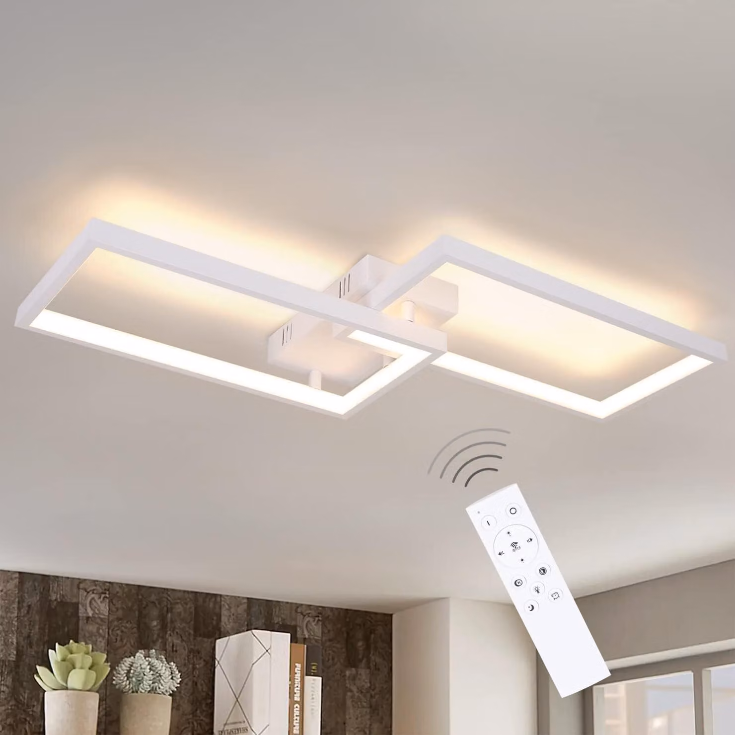 ZMH LED plafoniera bianca soggiorno dimmerabile con telecomando metallo 40W per camera da letto sala da pranzo soggiorno studio corridoio