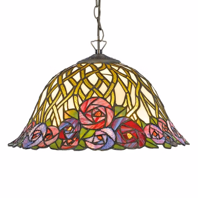 Artistar Lampada a sospensione Tiffany Melika, dimmerabile, Multicolore, Soggiorno / Sala da pranzo, Metallo, Tiffany, Lampada a sospensione