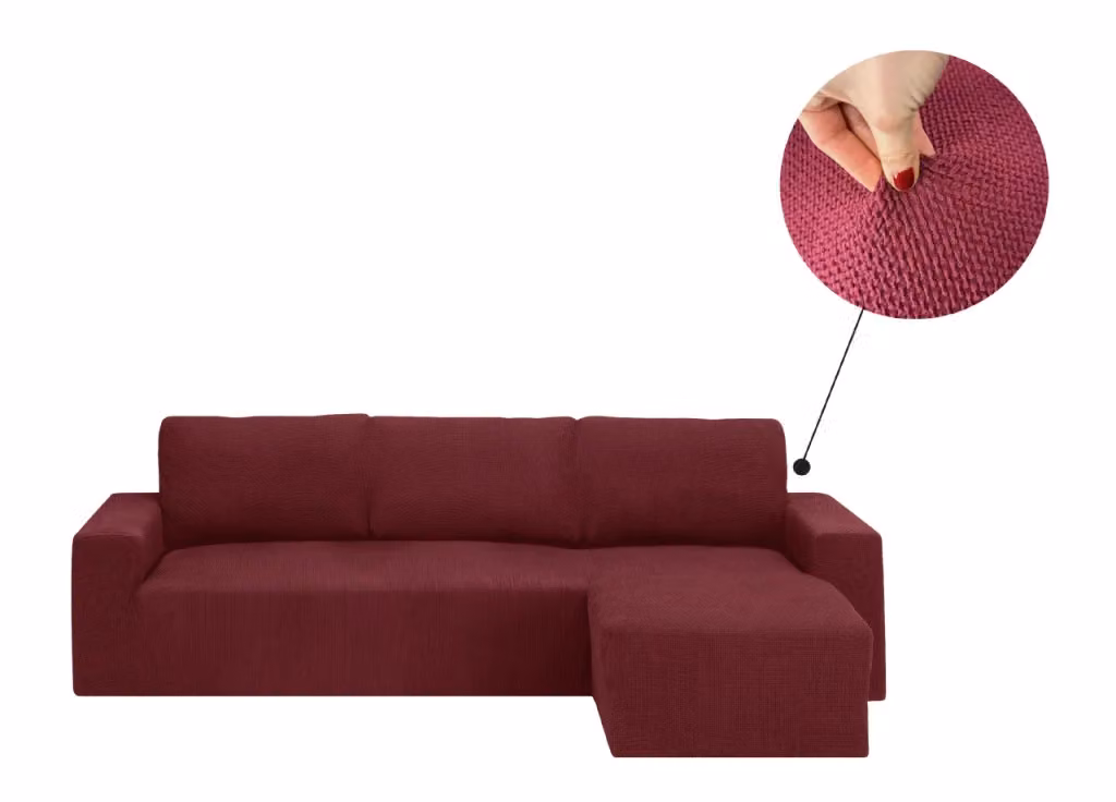 Copridivano con Penisola Chaise Longue Modello Capri Biancheriaweb Colore Bordeaux Destra – 2