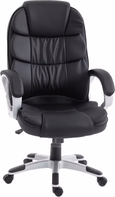 Sedia da Ufficio Ergonomica Girevole Xylo in Pelle PU Nera con Braccioli e Capacità 120kg
