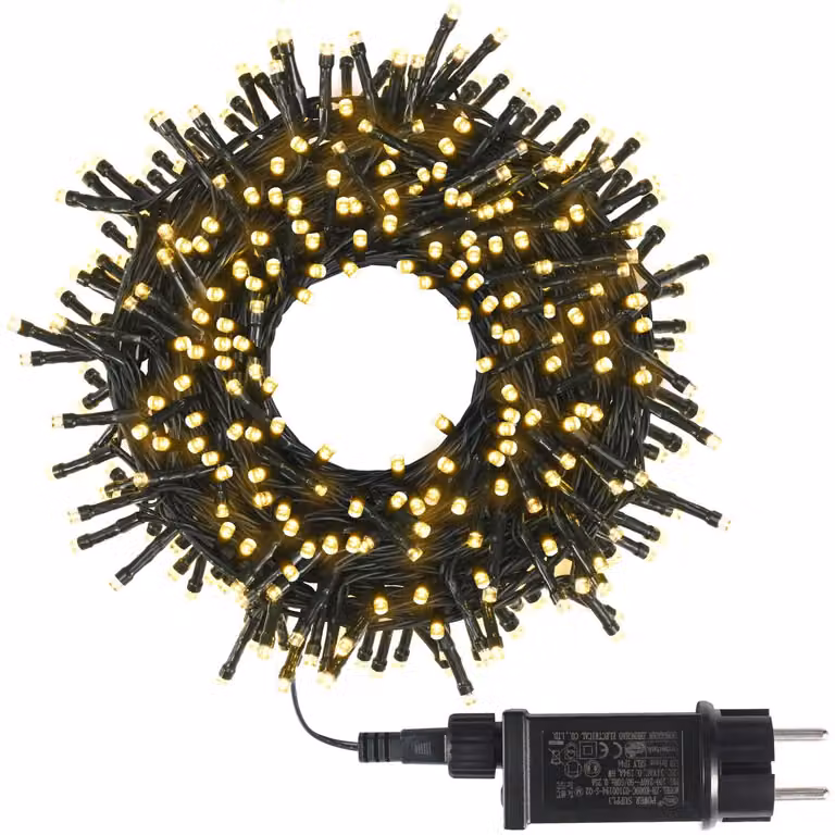 Catena luminosa per interni ed esterni, 20 metri, 200 LED, grado di protezione IP44 (resistente all'acqua), 8 modalità di illuminazione