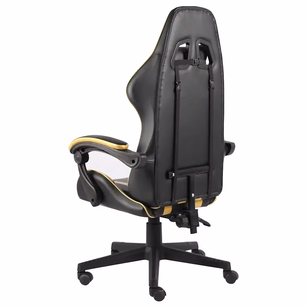 Sedia da Gaming vidaXL Nero e Oro in Similpelle con Poggiatesta e Ruote – 2