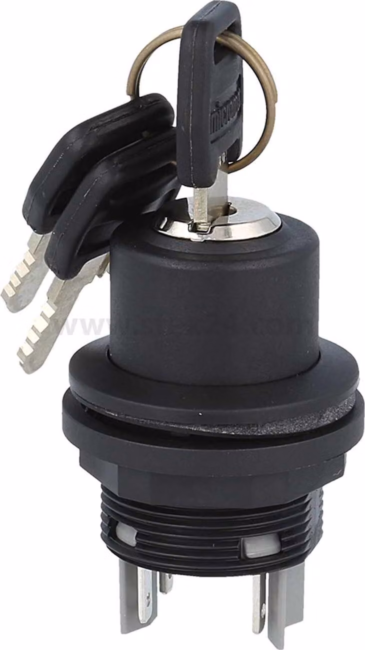 Georg Schlegel Tasto a chiave con arresto, 1Ö + 1S rotondo, SHORTRON connettore piatto 2,8 mm x 0,8 mm - 1 pezzo