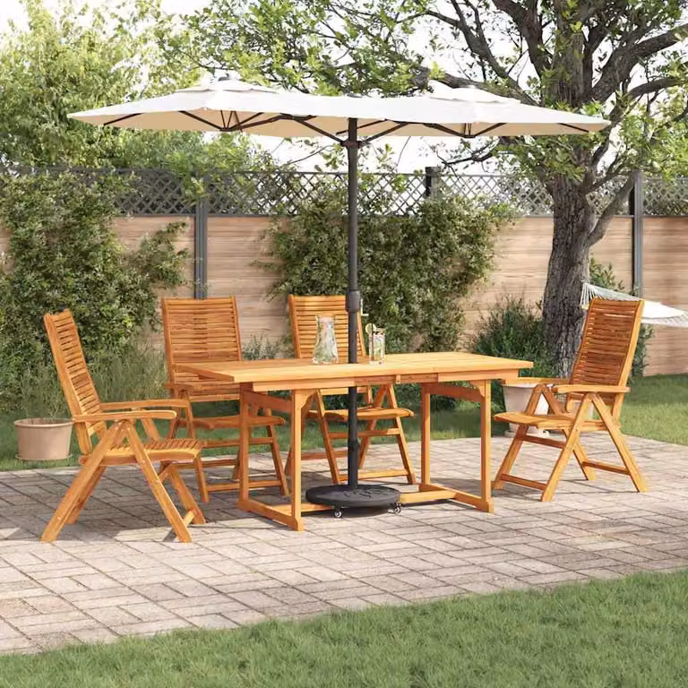 Maison Exclusive - Set da pranzo per esterno, 5 pezzi, legno massello di acacia, color marrone