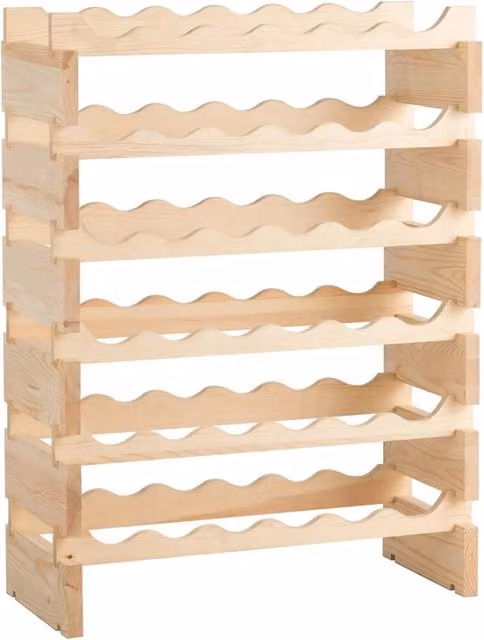 Set di 2 porta bottiglie in legno di pino naturale con 6 livelli per 36 bottiglie di vino, colore beige/marrone – 1