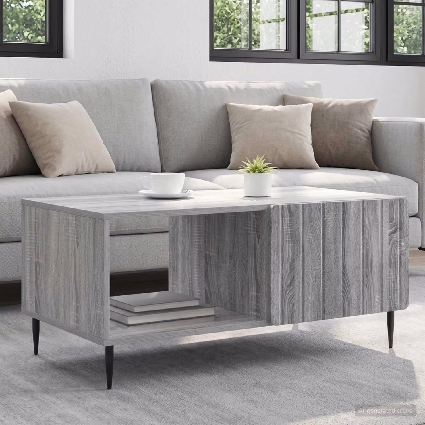 Maison Exclusive - Tavolino grigio Sonoma 90 x 50 x 40 cm in materiale derivato dal legno