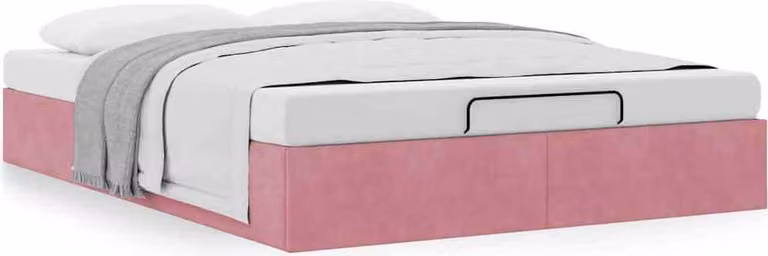 Struttura Letto Pouf senza Materasso Rosa 140x190 cm in Velluto