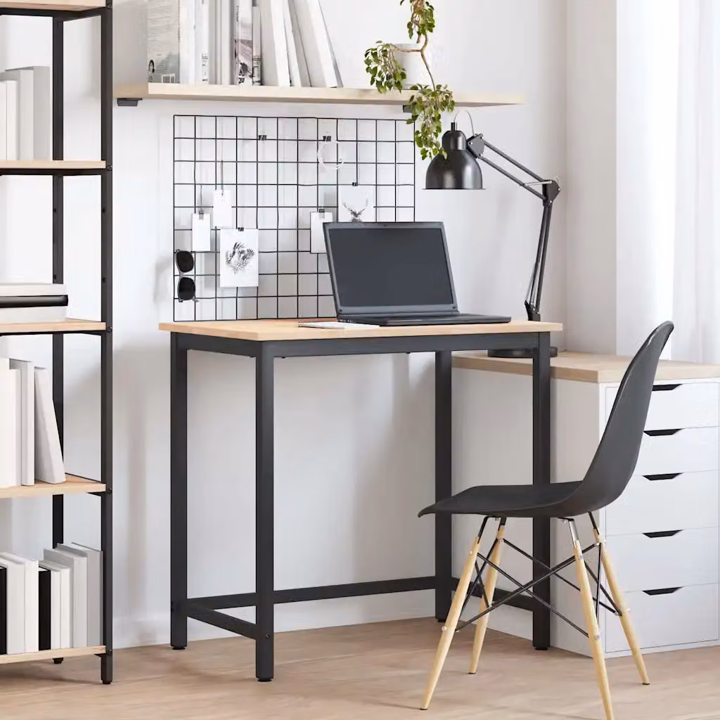 vidaXL tavolo Naturale 80 x 50 x 77 cm Legno ingegnerizzato e acciaio