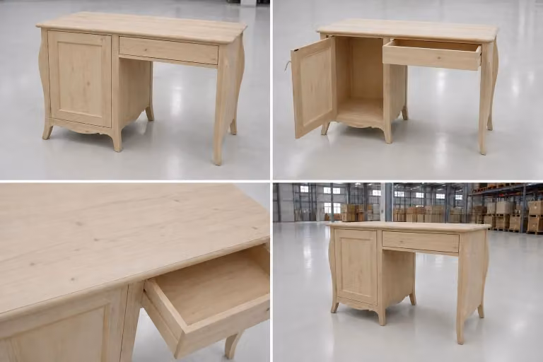 Scrivania in legno marrone con porta frigo Mobili 2G L: 130 cm, P: 60 cm, H: 83 cm
