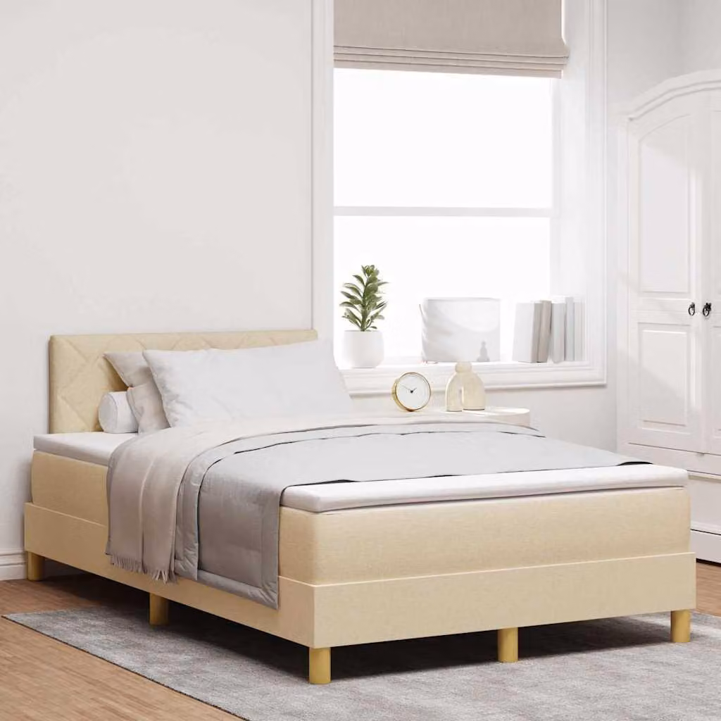Maison Exclusive - Letto a molle con contenitore LED e materasso Crema 120 x 200 cm tessuto