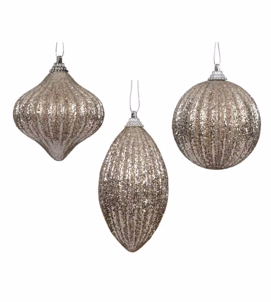 Decoris Pallina Natale Glitter Grigia Diametro 8 cm per Albero Festivo