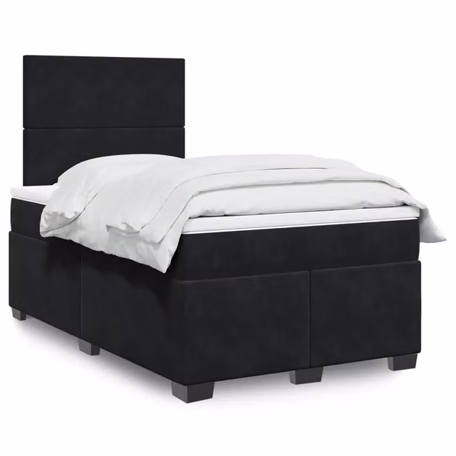 Letto Ibrido vidaXL con Materasso in Velluto Nero e Bianco L/P: 120 x 200 cm