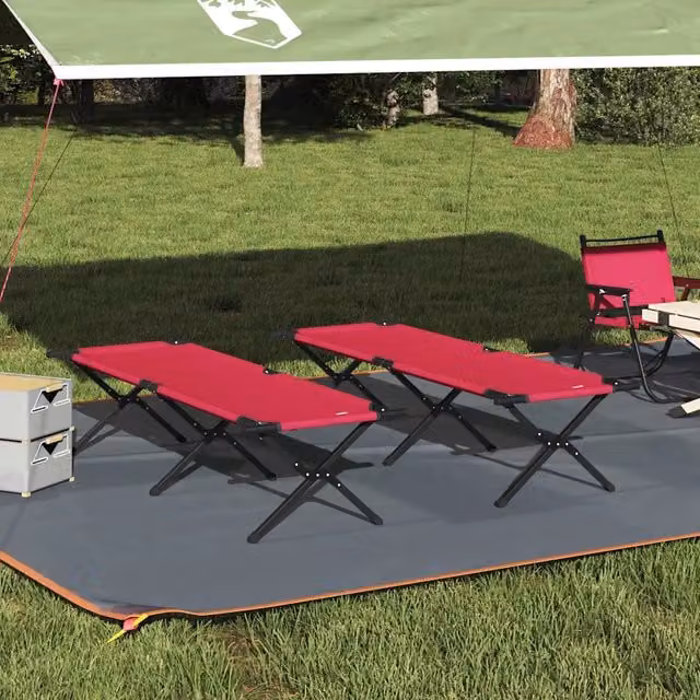 Letto da campeggio pieghevole 2 pz Rosso 193 x 69 x 45 cm 42003182