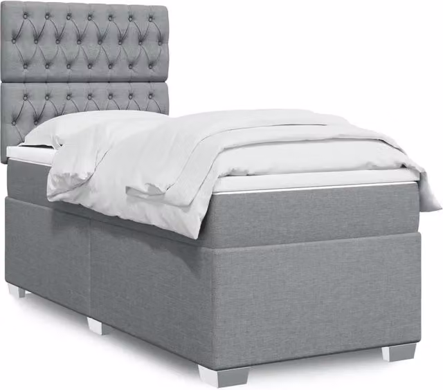 Letto Ibrido con Giroletto a Molle e Materasso vidaXL, Grigio e Bianco, L/P/H: 100 x 200 x 150,5 cm