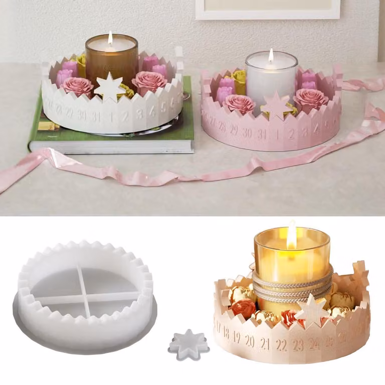 Stampo in silicone per calendario dell'Avvento da 1 a 31, con stella, adatto per realizzare candele, saponi e oggetti in resina