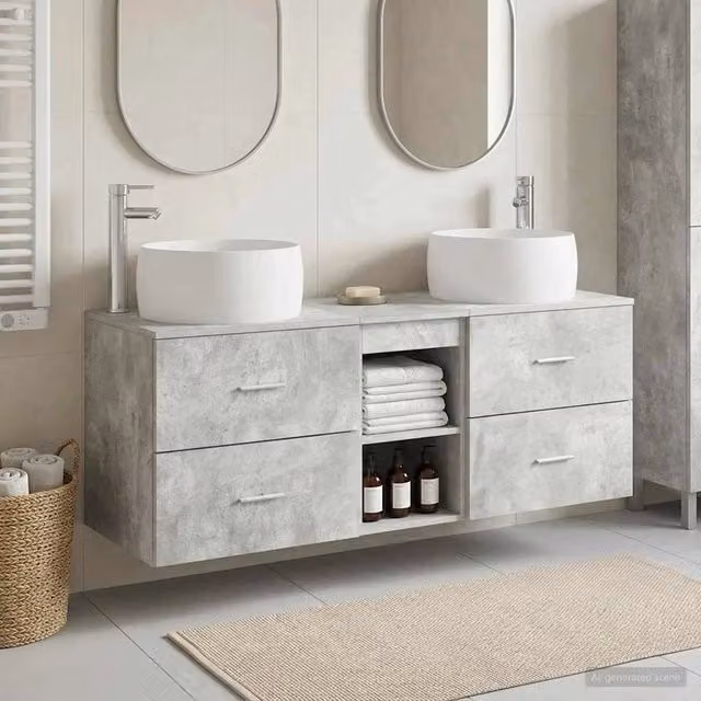 Set di mobili per il bagno 3 pz Grigio Cemento 3405926